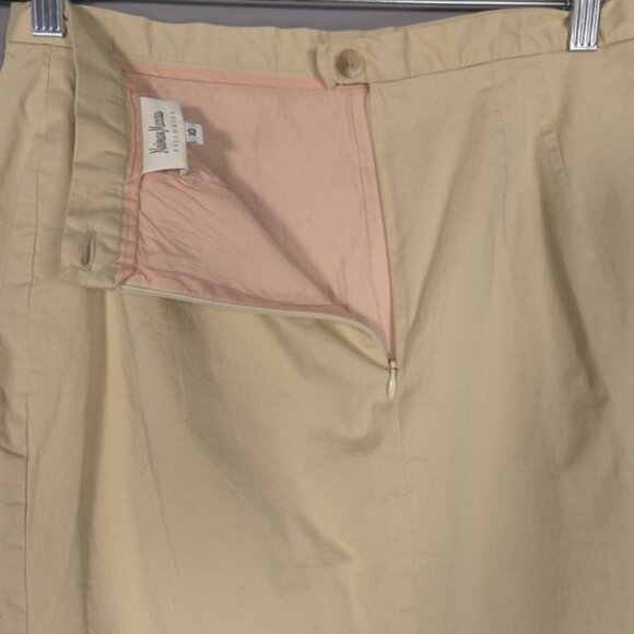 Neiman‎ Marcus EXCLUSIVE Women’s Cotton Mini Skirt Straight Pencil Tan Size 10 - Picture 7 of 11